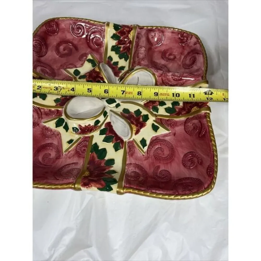 World Bazzars Christmas Ceramic Chip And Dip‎ Wreath